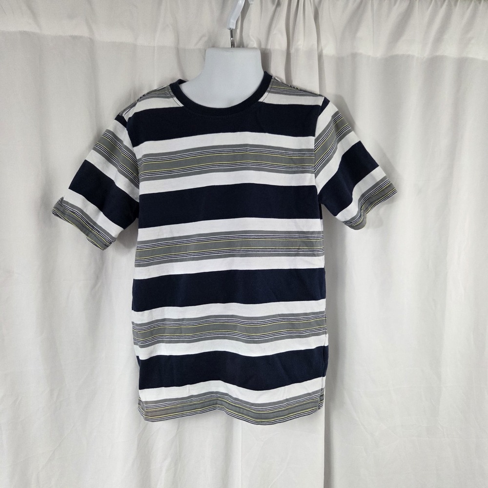 Wonder Nation Shirt Kids Size M White Striped Crew Neck Short Sleeve Tee Top - Picture 1 of 6